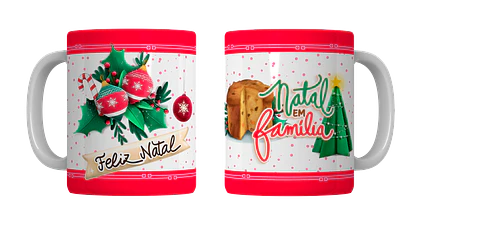 Coleção Completa: Canecas de Natal em Porcelana — Magia, Fé e Família!