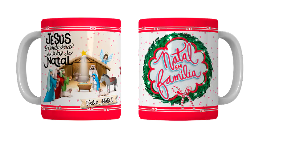 Coleção Completa: Canecas de Natal em Porcelana — Magia, Fé e Família! 4
