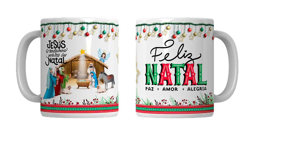 Coleção Completa: Canecas de Natal em Porcelana — Magia, Fé e Família! 12