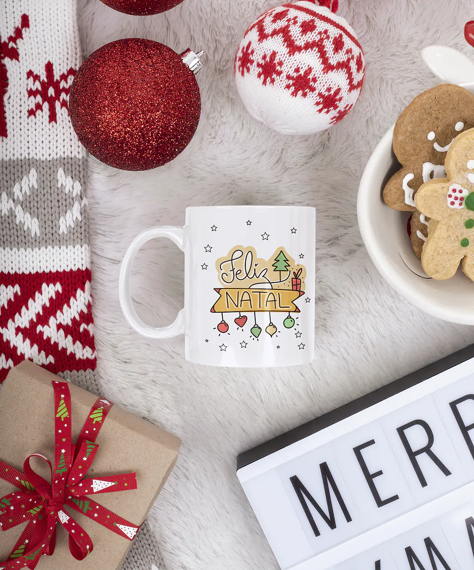 Mega Coleção de Canecas de Natal em Porcelana: Magia, Fé, Amor e HO HO HO! 10