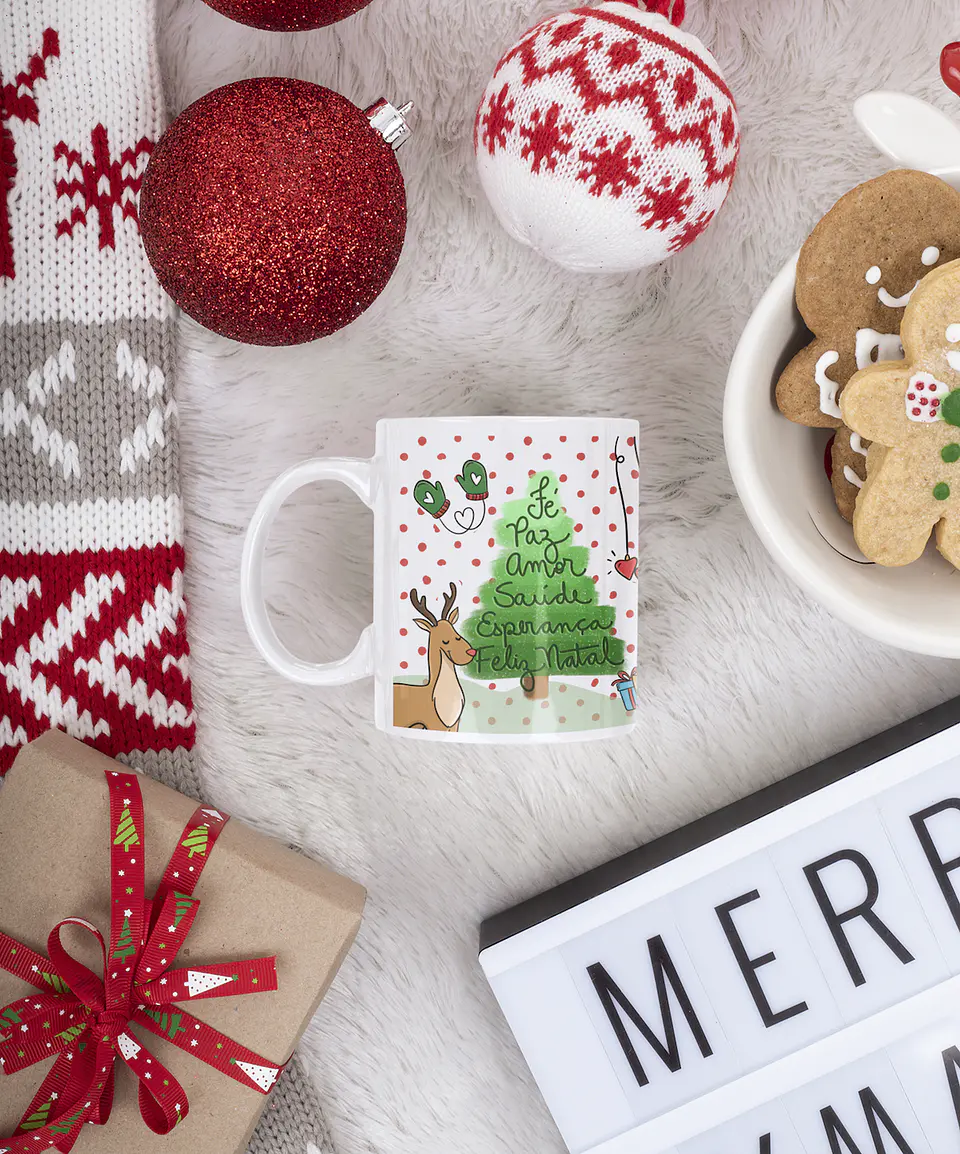 Mega Coleção de Canecas de Natal em Porcelana: Magia, Fé, Amor e HO HO HO! 11