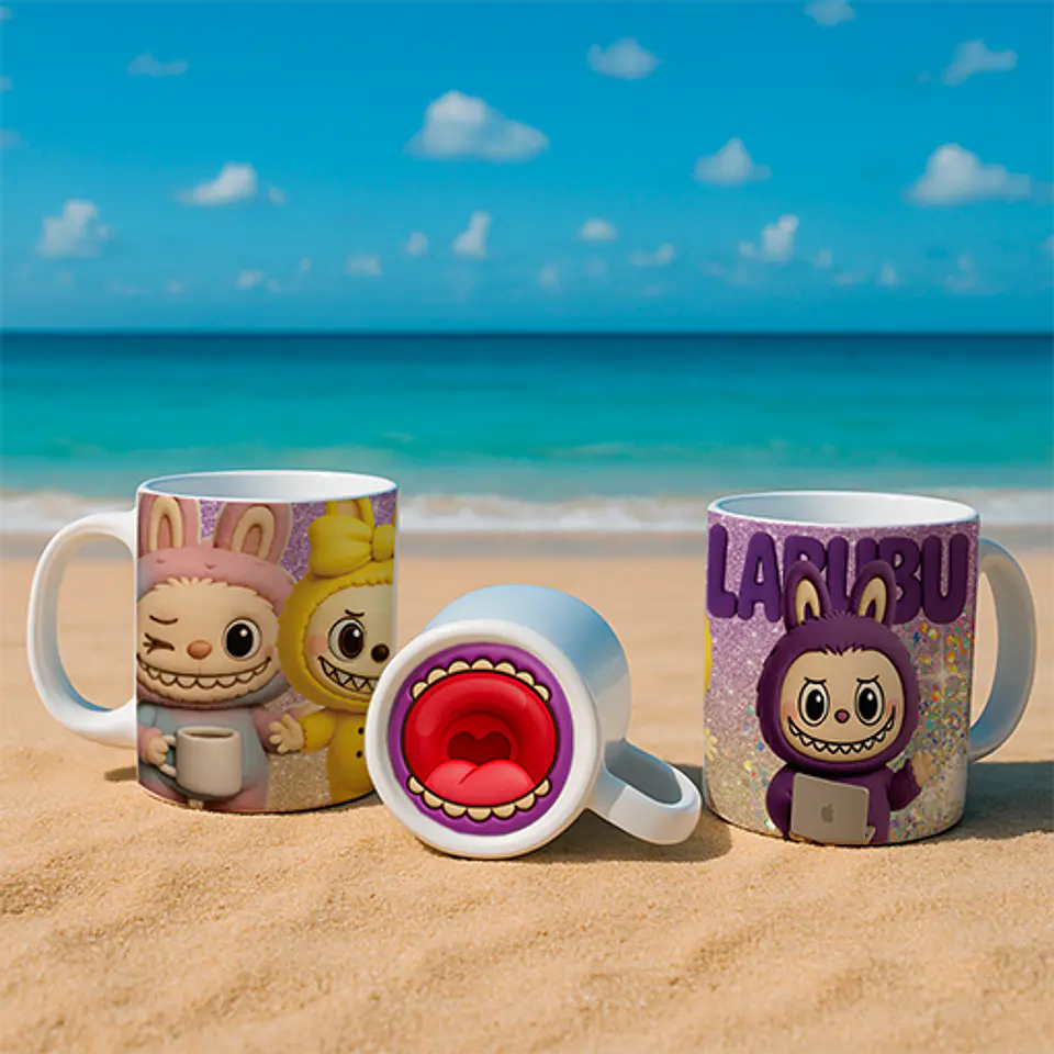 Coleção Caneca Labubu com Bocão - Branca 4