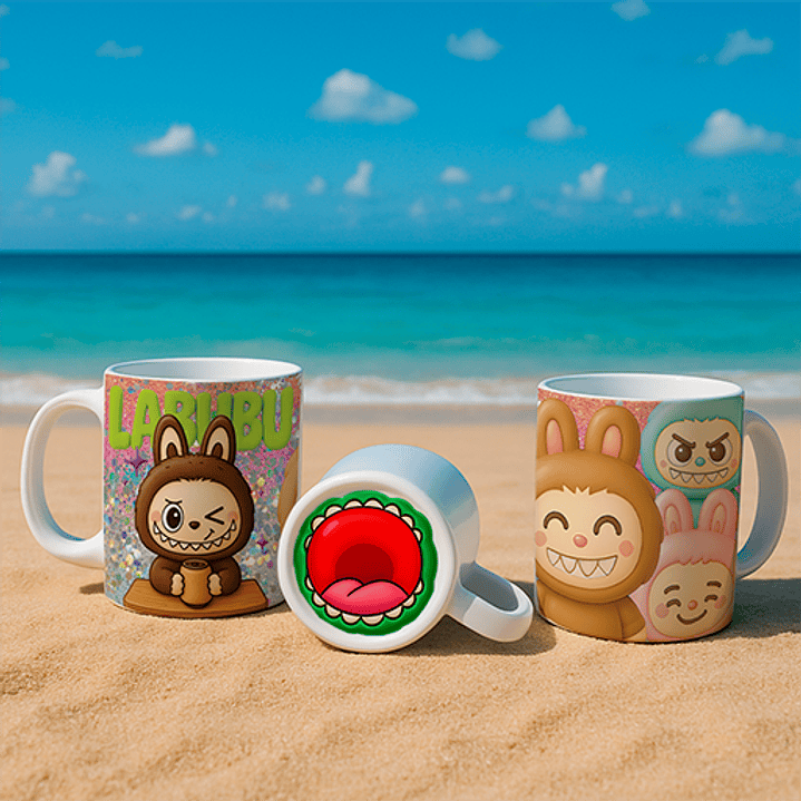 Coleção Caneca Labubu com Bocão - Branca 9