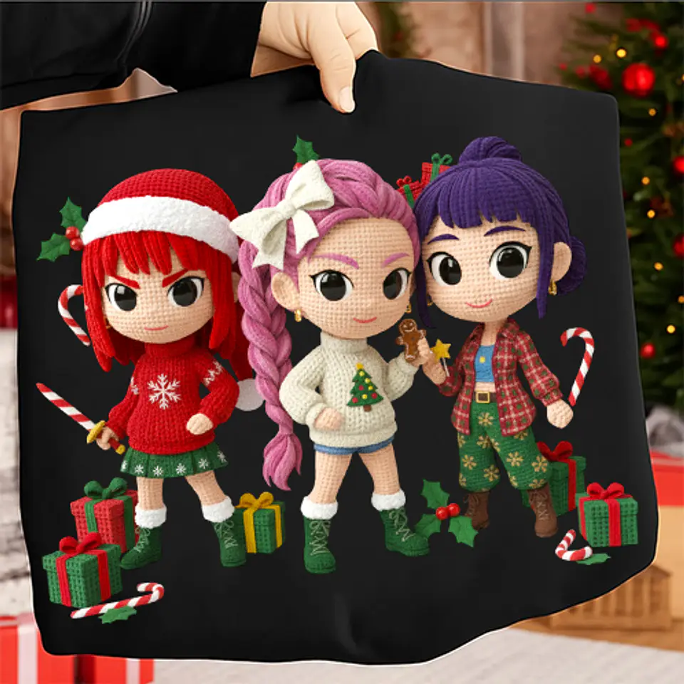 T-shirt K-Pop Demon Hunters: A Magia do Natal em Croché!  6