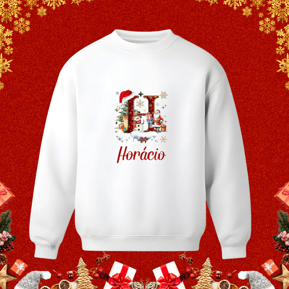 Sweaters de Natal Personalizados com nome e Inicial 13