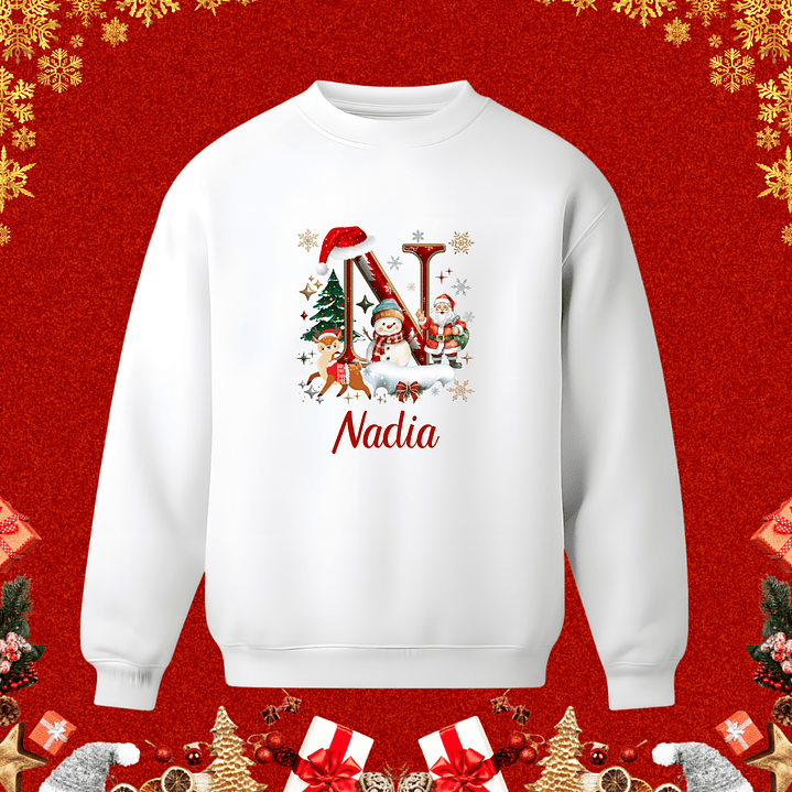 Sweaters de Natal Personalizados com nome e Inicial 15