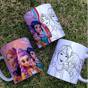 Caneca Para Colorir das Guerreiras K-Pop!