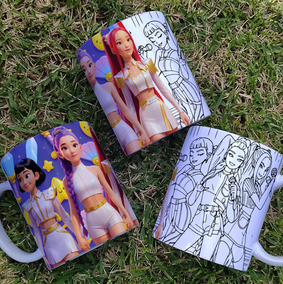 Caneca Para Colorir das Guerreiras K-Pop! 2