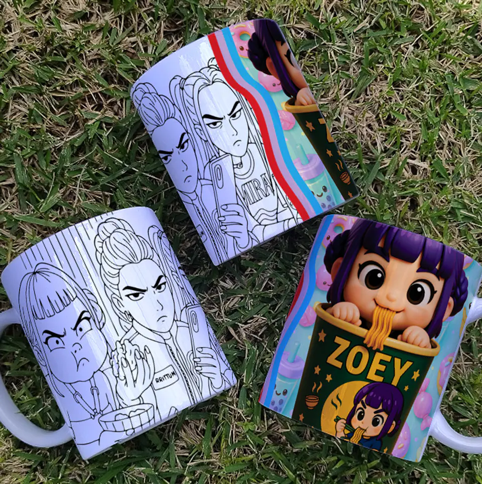 Caneca Para Colorir das Guerreiras K-Pop! 3