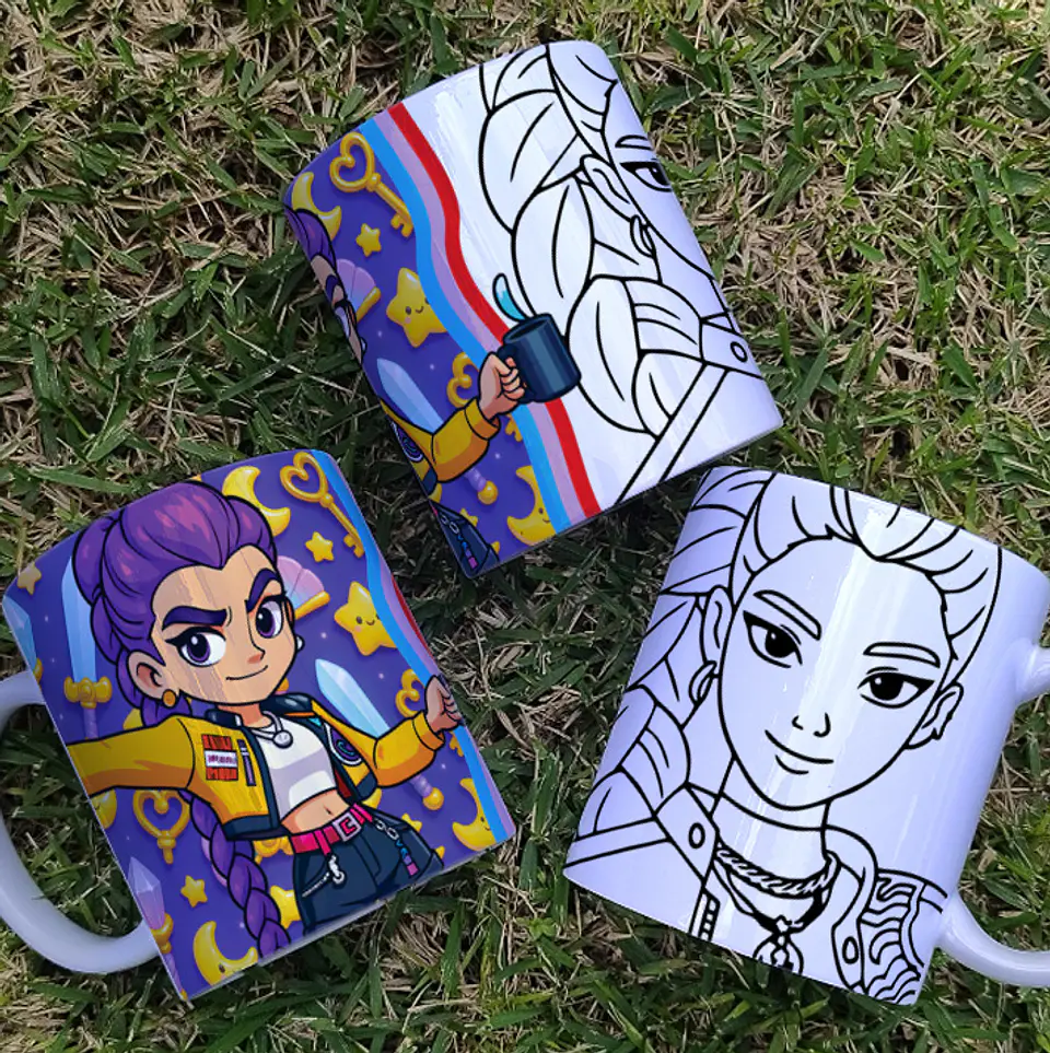 Caneca Para Colorir das Guerreiras K-Pop! 7