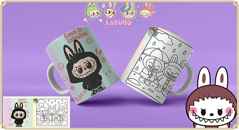 Caneca Labubu para Pintar