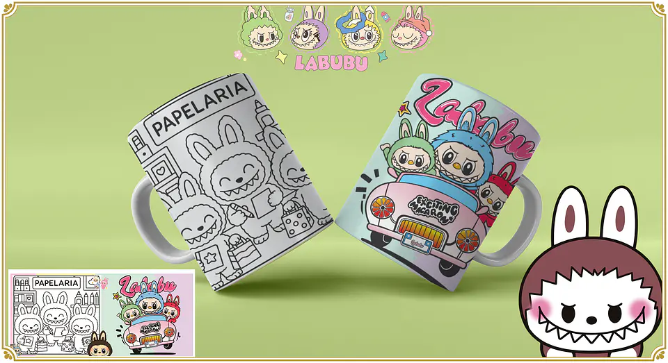 Caneca Labubu para Pintar 2