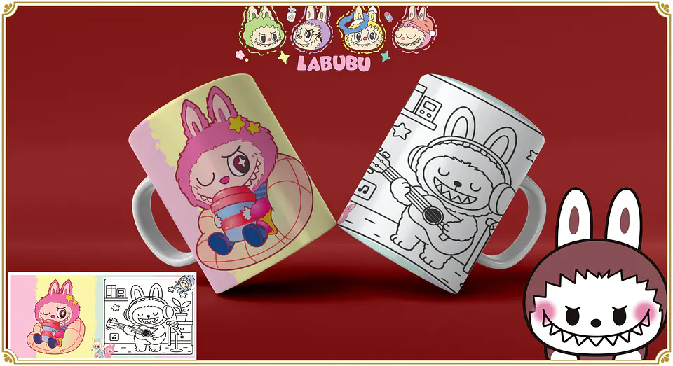 Caneca Labubu para Pintar 3