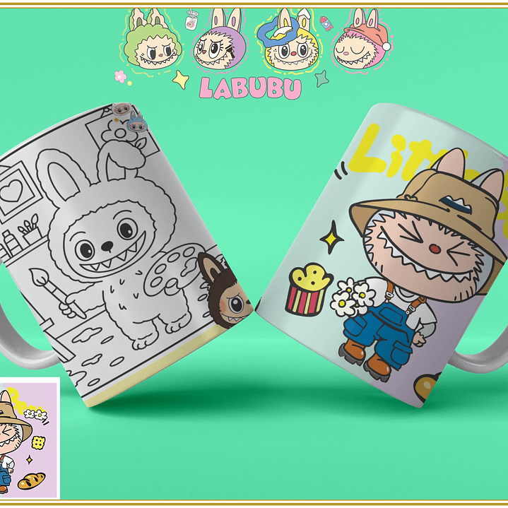 Caneca Labubu para Pintar 9