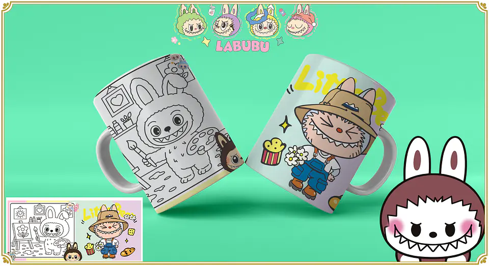 Caneca Labubu para Pintar 9