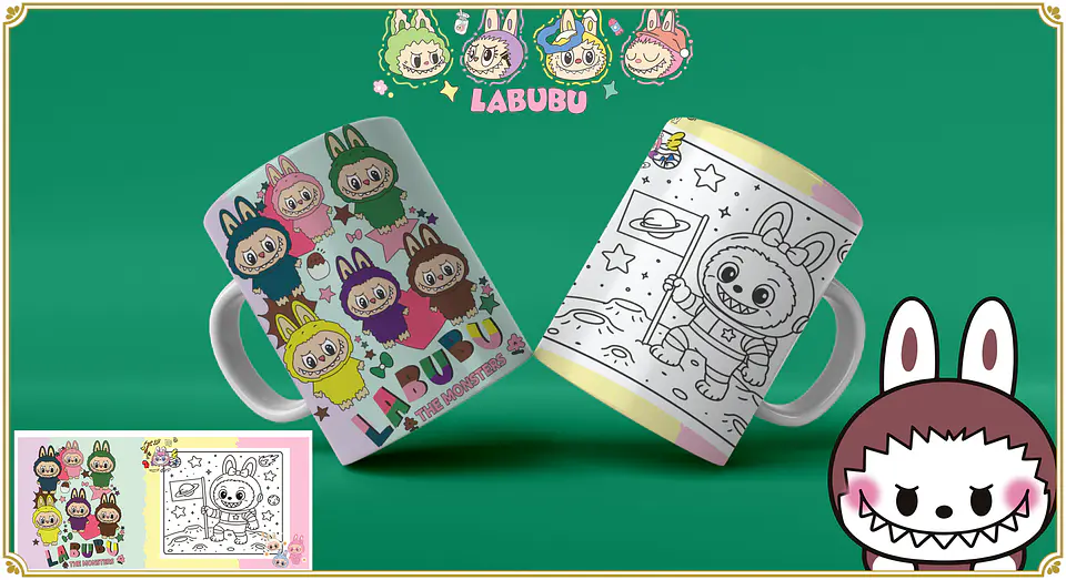 Caneca Labubu para Pintar 10