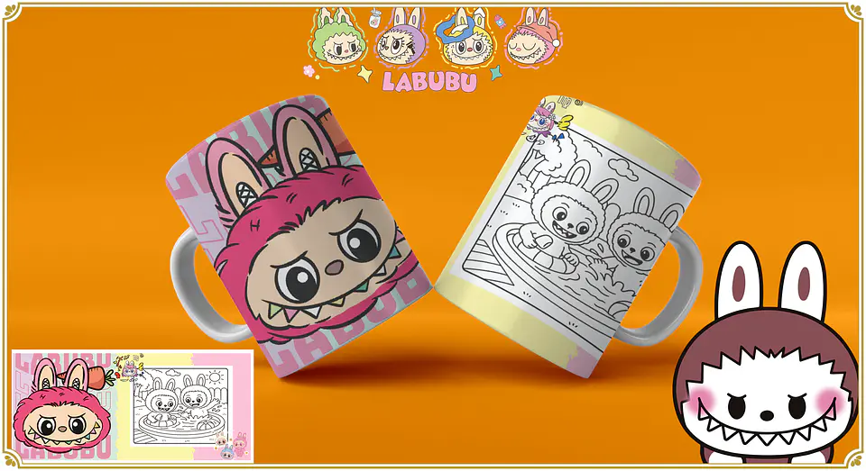 Caneca Labubu para Pintar 12