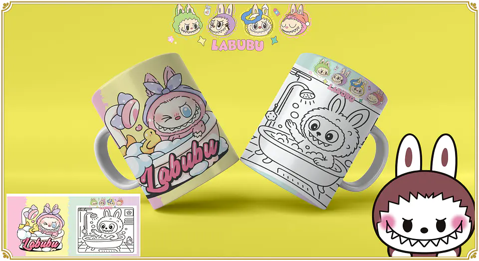 Caneca Labubu para Pintar 13