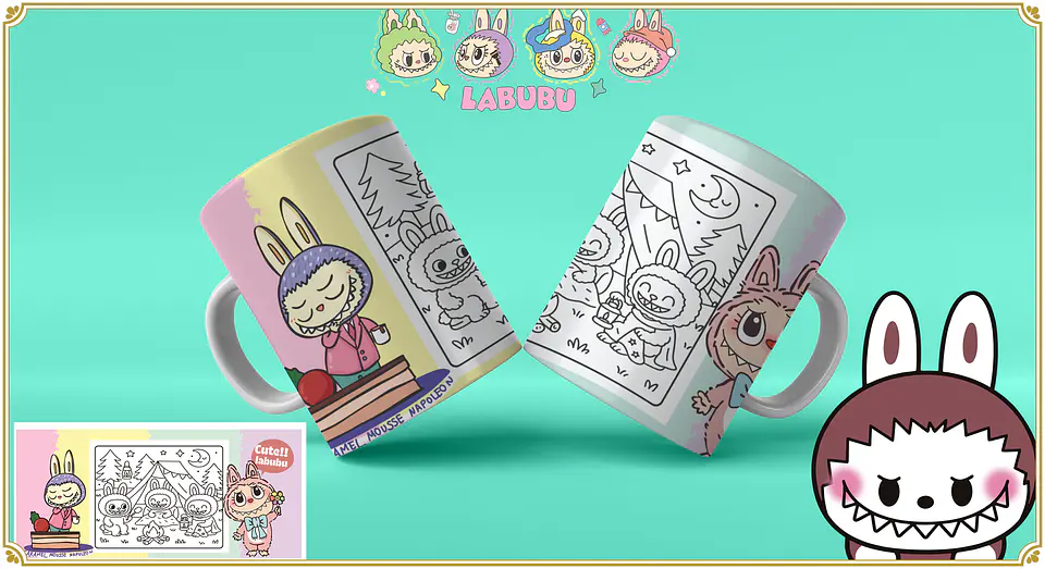 Caneca Labubu para Pintar 14