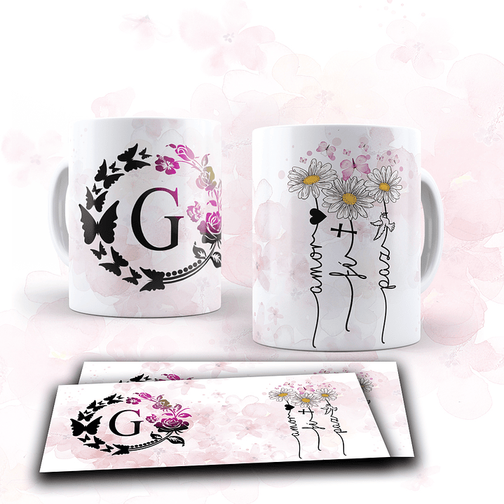 Coleção Monograma: Canecas Personalizadas com Iniciais e Palavras que Inspiram (Amor, Fé e Paz) 12