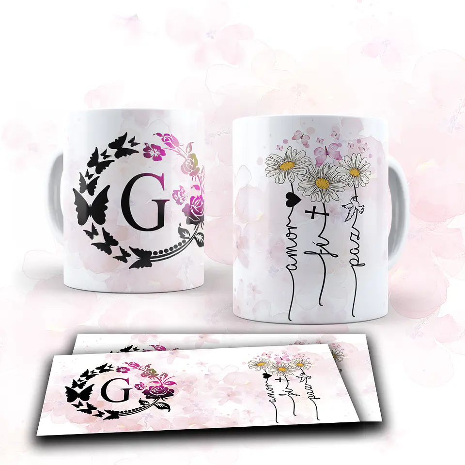 Coleção Monograma: Canecas Personalizadas com Iniciais e Palavras que Inspiram (Amor, Fé e Paz) 12