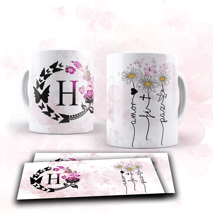 Coleção Monograma: Canecas Personalizadas com Iniciais e Palavras que Inspiram (Amor, Fé e Paz) 14