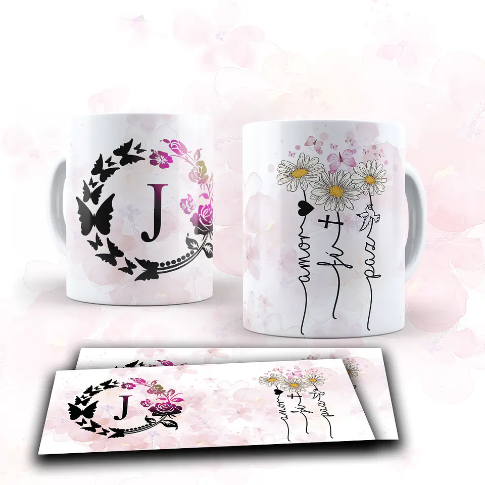 Coleção Monograma: Canecas Personalizadas com Iniciais e Palavras que Inspiram (Amor, Fé e Paz) 16