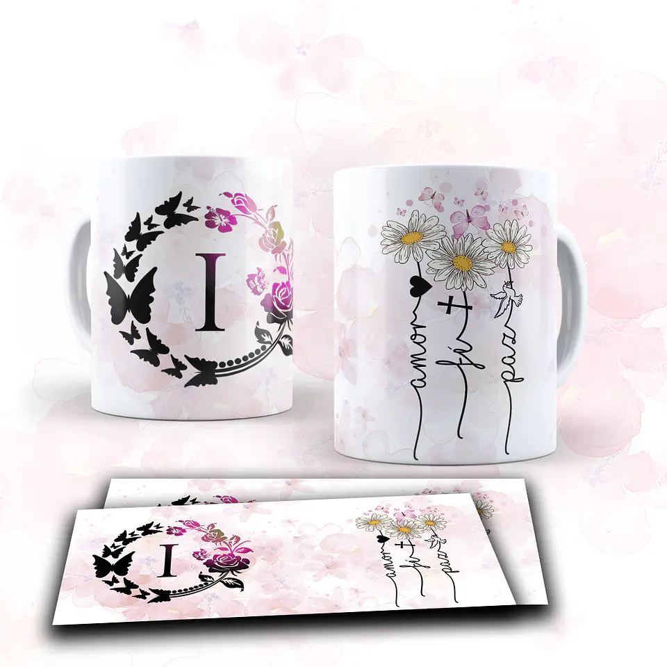 Coleção Monograma: Canecas Personalizadas com Iniciais e Palavras que Inspiram (Amor, Fé e Paz) 19