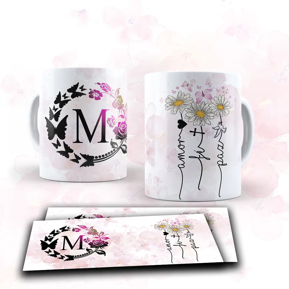 Coleção Monograma: Canecas Personalizadas com Iniciais e Palavras que Inspiram (Amor, Fé e Paz) 20