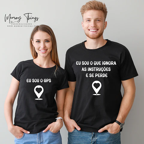 Dupla de T-shirt Casal "Eu sou o GPS!"