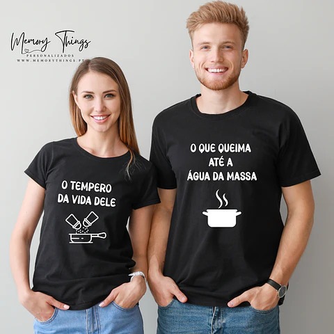 Dupla de T-shirt Casal "O tempero da vida dele"
