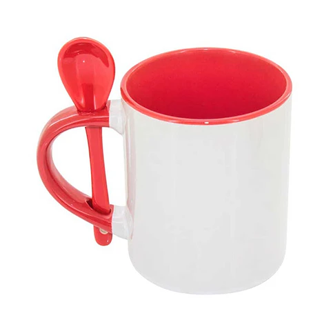 Caneca Com colher vermelha para personalizar