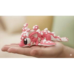 Dragão Articulado Cogumelo Rosa