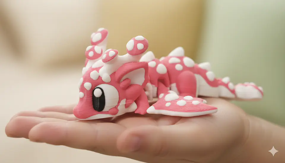 Dragão Articulado Cogumelo Rosa 1