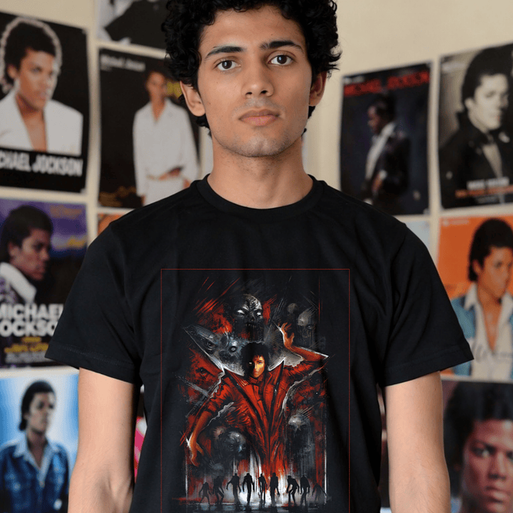 T-shirt Michael Jackson Filme 2026 - 100% Algodão DTF Halftone 5