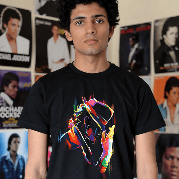 T-shirt Michael Jackson Filme 2026 - 100% Algodão DTF Halftone 8