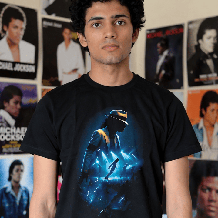 T-shirt Michael Jackson Filme 2026 - 100% Algodão DTF Halftone 9