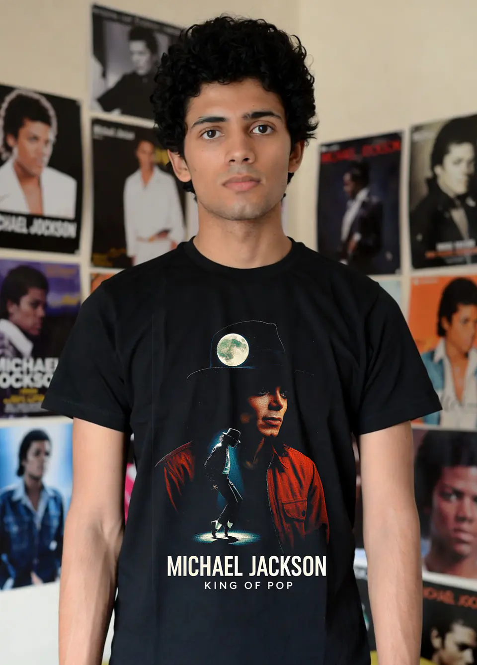 T-shirt Michael Jackson Filme 2026 - 100% Algodão DTF Halftone 12