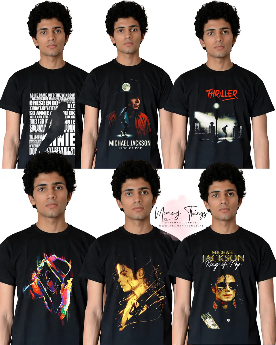 T-shirt Michael Jackson Filme 2026 - 100% Algodão DTF Halftone 1