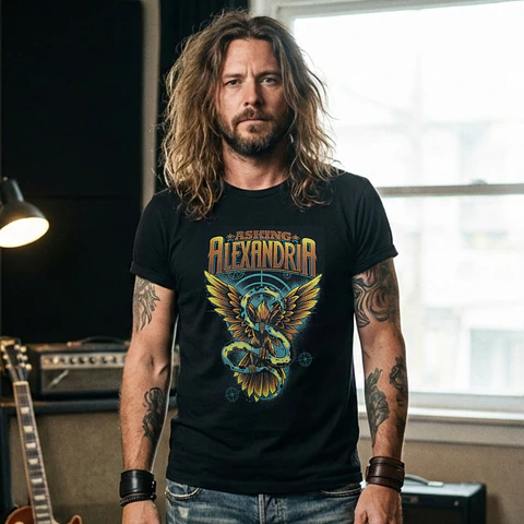 T-shirt Asking Alexandria Metalcore Edition - 100% Algodão - DTF Halftone