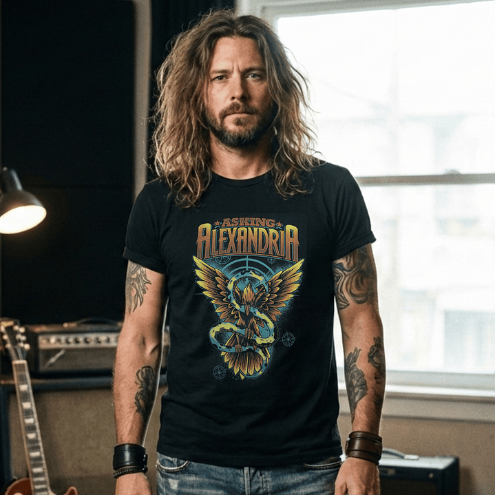 T-shirt Asking Alexandria Metalcore Edition - 100% Algodão - DTF Halftone 1