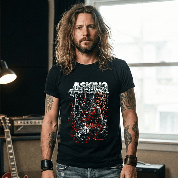 T-shirt Asking Alexandria Metalcore Edition - 100% Algodão - DTF Halftone 2