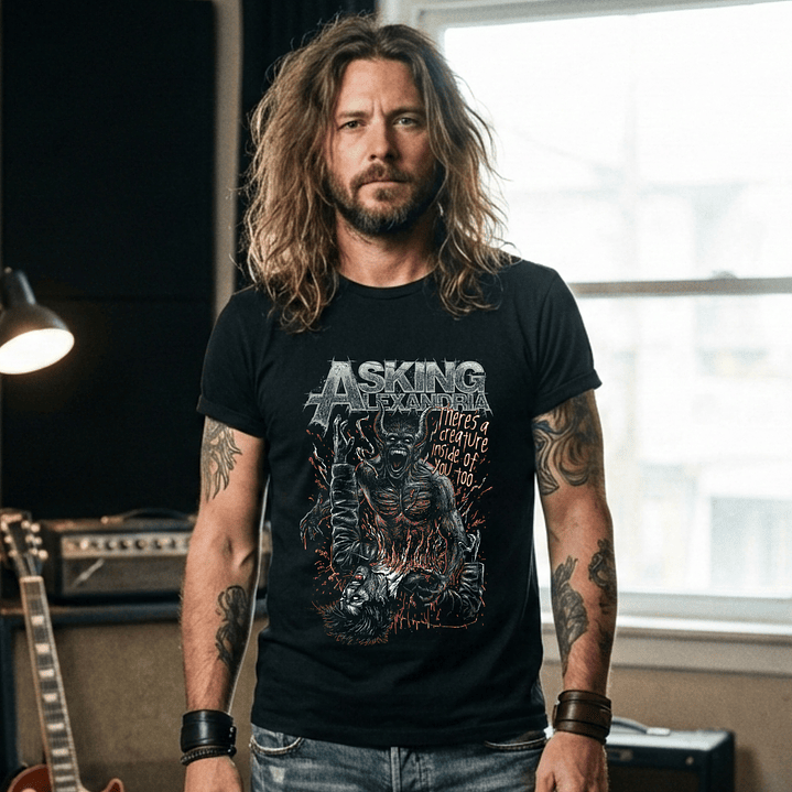 T-shirt Asking Alexandria Metalcore Edition - 100% Algodão - DTF Halftone 3