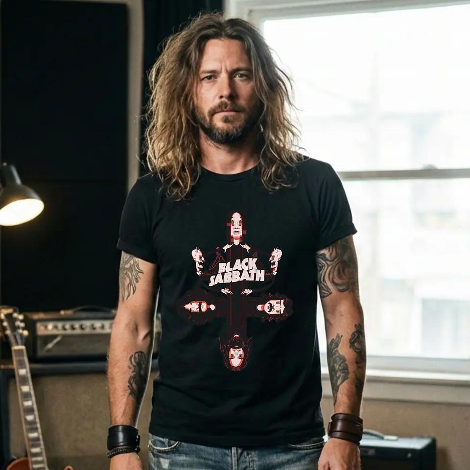 T-shirt Black Sabbath Heavy Metal Edition - 100% Algodão - DTF Halftone 2