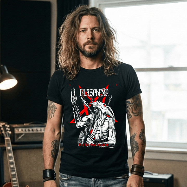 T-shirt Blaspheme Metal Edition - 100% Algodão - DTF Halftone 1