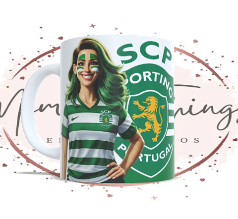 Caneca Personalizada Mãe Sportinguista – Edição Especial Flores e Leão