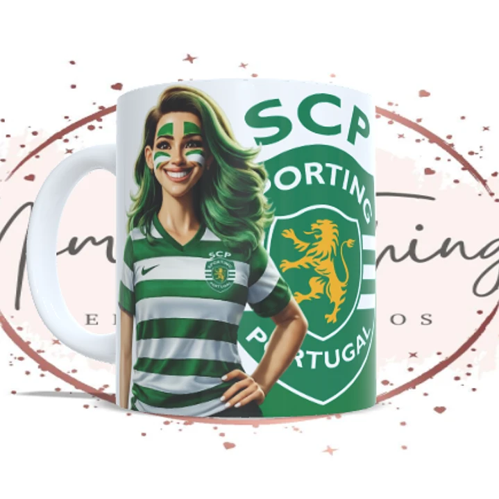 Caneca Personalizada Mãe Sportinguista – Edição Especial Flores e Leão 1