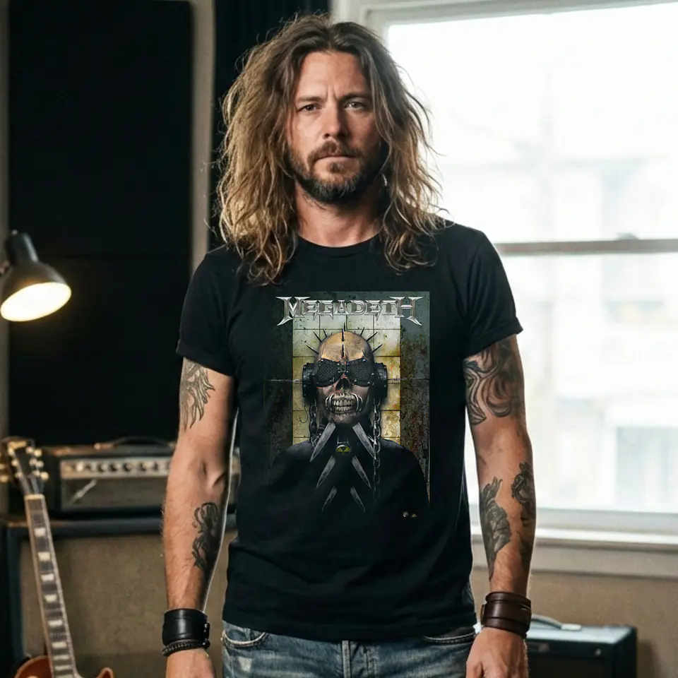 T-shirt Megadeth Personalizada - 100% Algodão DTF Halftone col. 01 3