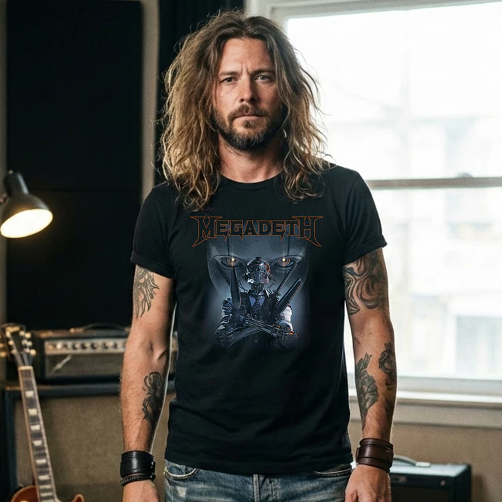 T-shirt Megadeth Personalizada - 100% Algodão DTF Halftone col. 01 5
