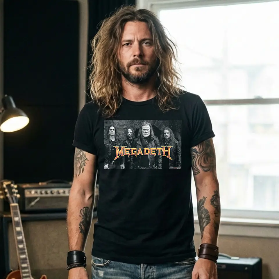 T-shirt Megadeth Personalizada - 100% Algodão DTF Halftone col. 01 6